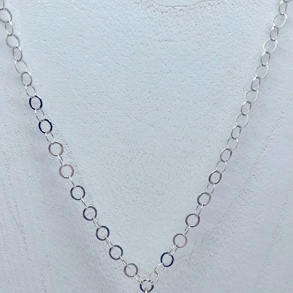 925 Italy Signed FAS Heart Pendant with Circle Chain Link Necklace